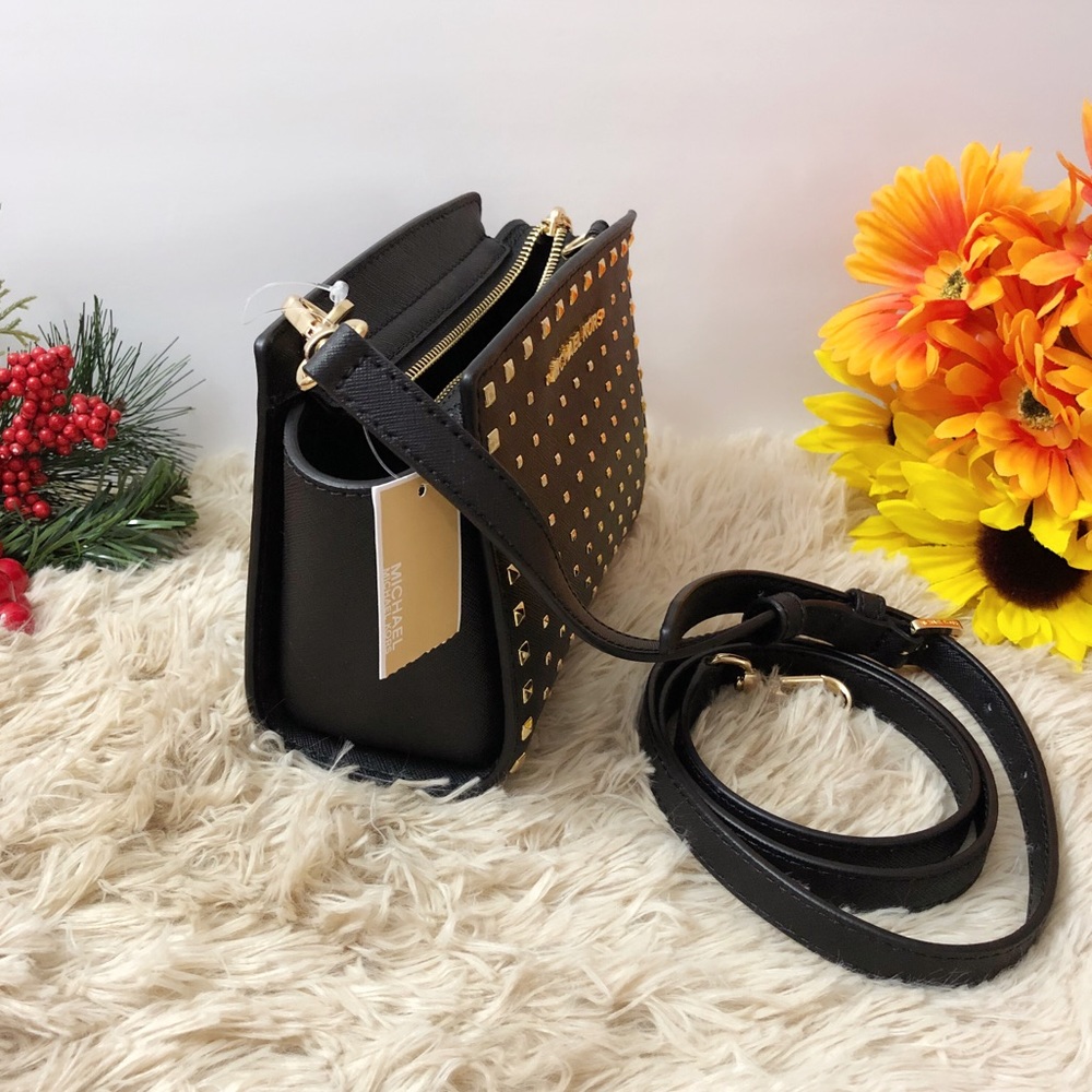 Michael Kors Selma Mini Leather Studded Crossbody - Picture 2 of 7